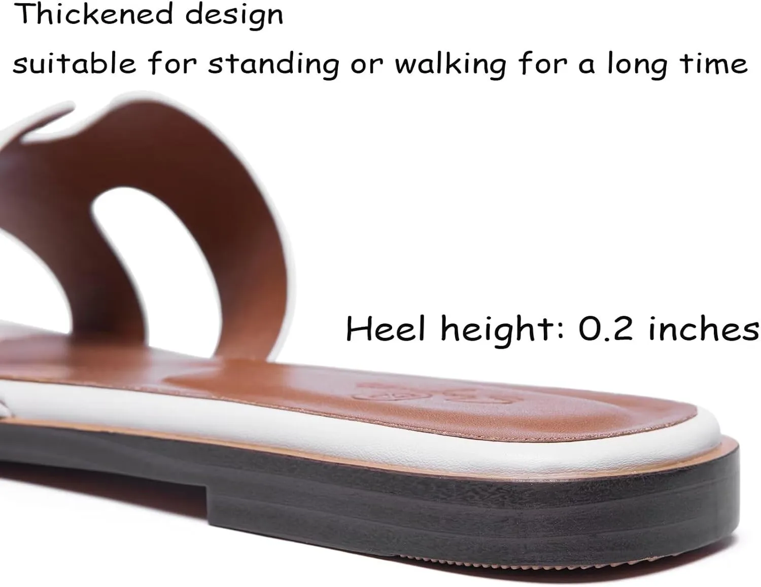 Women's Wide Width Leather Flat Sandals Slipper 2025 Summer Fashion Comfortable Memory Foam Slides for Women Footwear