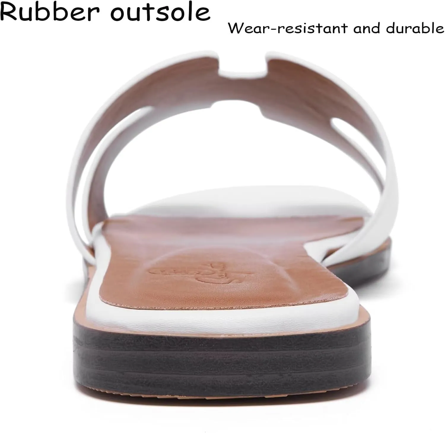 Women's Wide Width Leather Flat Sandals Slipper 2025 Summer Fashion Comfortable Memory Foam Slides for Women Footwear