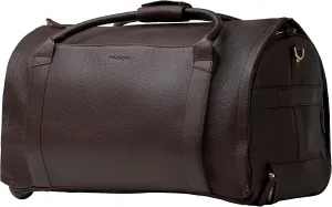 Wool & Oak - NOVA Large Duffle Bag with Wheels - Carry On Garment Duffle Bags for Travel, Overnight, Hospital, Travel Bags for Women & Men with Shoe Compartment & Tech Pocket (Leather, Chocolate)