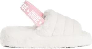 xo, Fetti Bride Strap Slippers, White Fur, Bachelorette Party Decorations, Wedding Day Sandals, Bridesmaid Gift, Bridal Shower Party Favor
