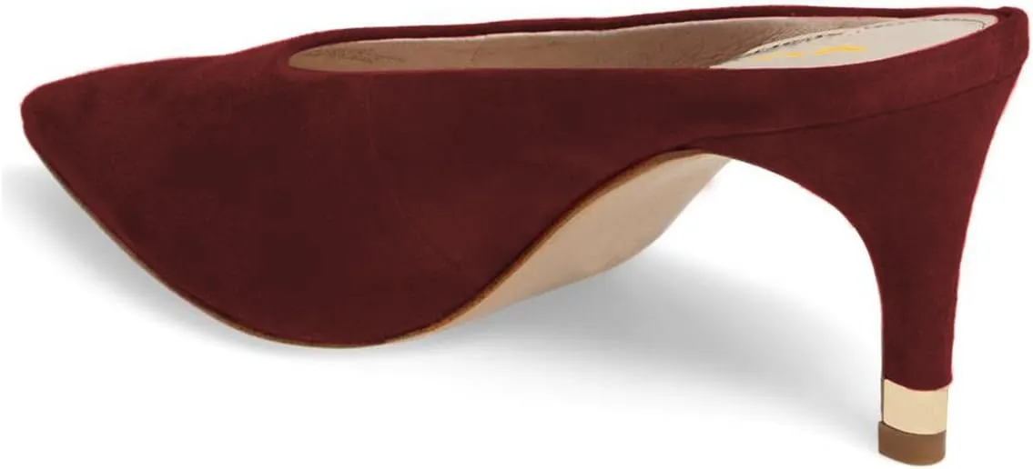 XYD Women Retro Pointed Toe Mid Heel Mules Slip On Clog Sandals Casual Slide Pumps Shoes