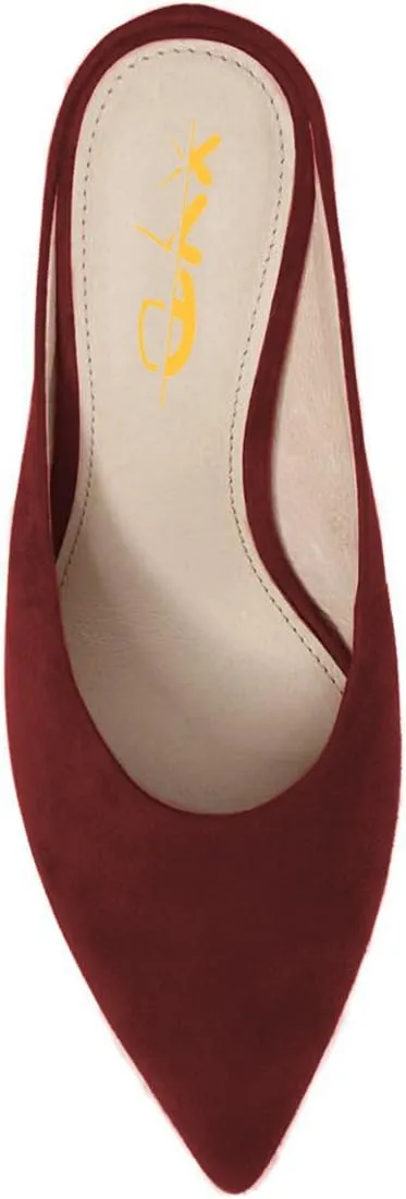 XYD Women Retro Pointed Toe Mid Heel Mules Slip On Clog Sandals Casual Slide Pumps Shoes