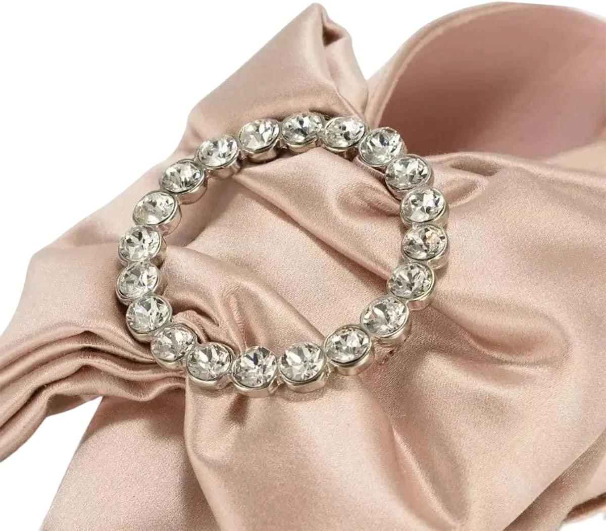 XYD Women Rhinestone Buckle Bowknot Closed Pointed Toe Mule Flats Easy Slip On Low Heel Sandals Satin Dress Evening Casual Shoes