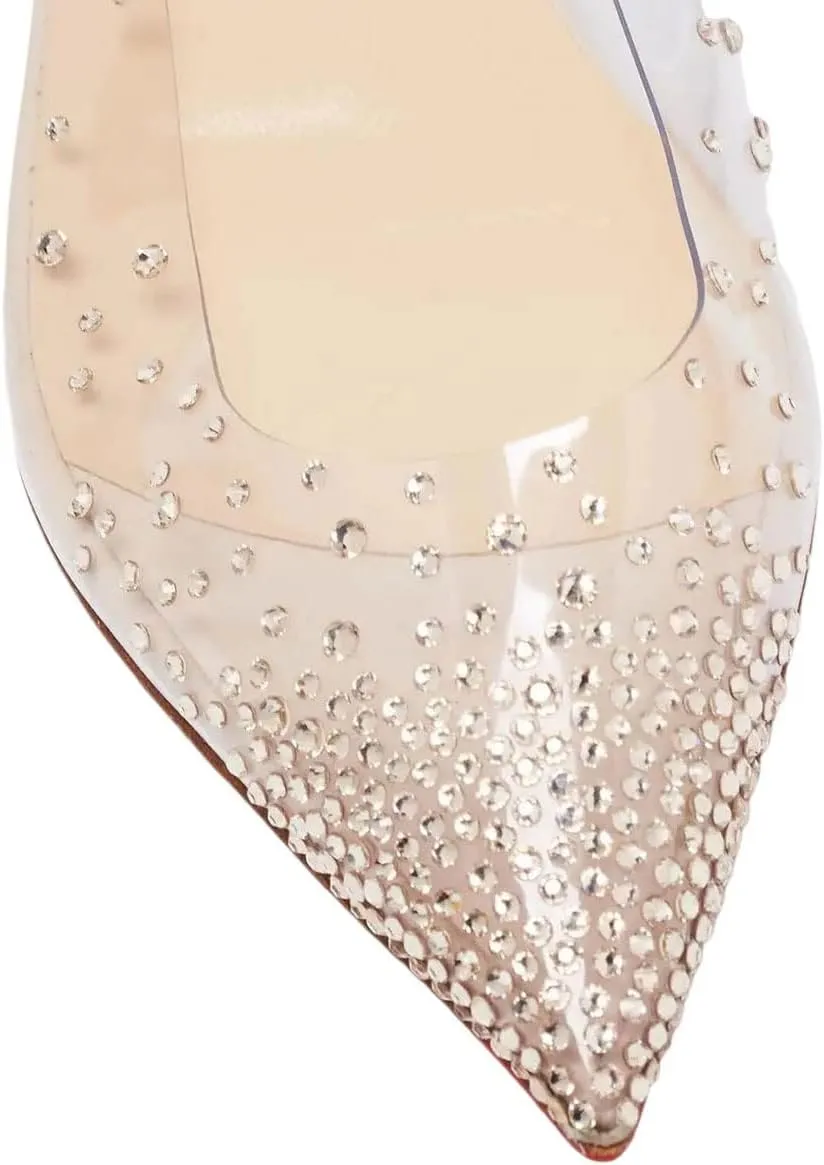 XYD Women Rhinestones Studded Ballet Flats Mesh Rivets Hidden Heels Slip On Pointed Toe Evening Dressy Shoes