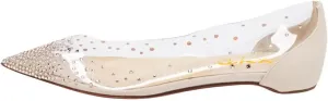 XYD Women Rhinestones Studded Ballet Flats Mesh Rivets Hidden Heels Slip On Pointed Toe Evening Dressy Shoes