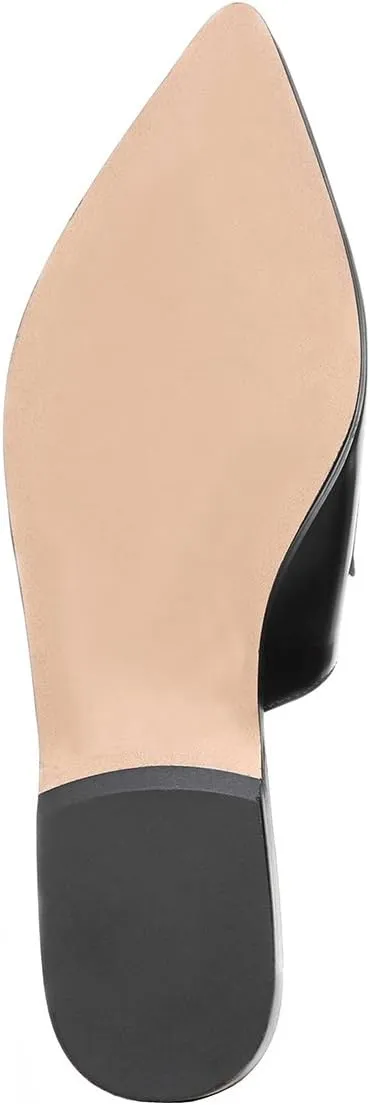 XYD Womens Retro Pointed Closed Toe Mule Flats Slip On Backless Dress Sandal Slides Comfortable Casual Walking Loafers Shoes