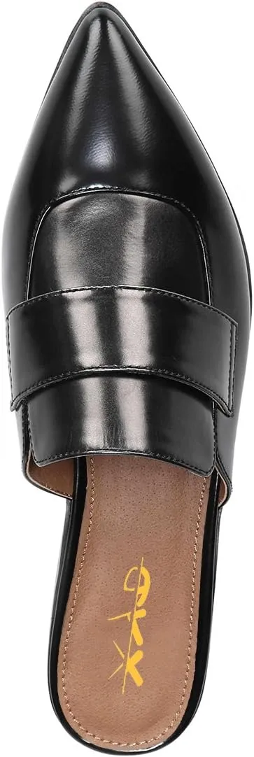 XYD Womens Retro Pointed Closed Toe Mule Flats Slip On Backless Dress Sandal Slides Comfortable Casual Walking Loafers Shoes