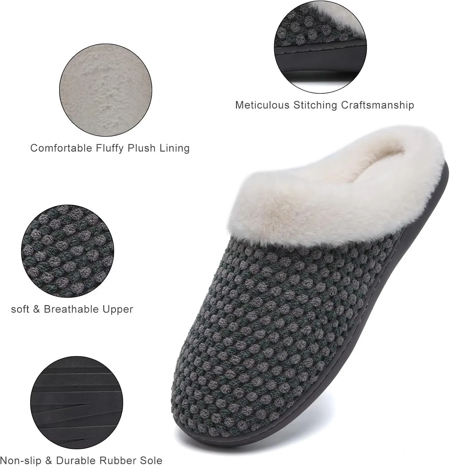 YALOX Slippers for Womens Warm Memory Foam Anti-Slip House Shoes Comfortable Cotton Slippers Home Bedroom Shoes Indoor & Outdoor