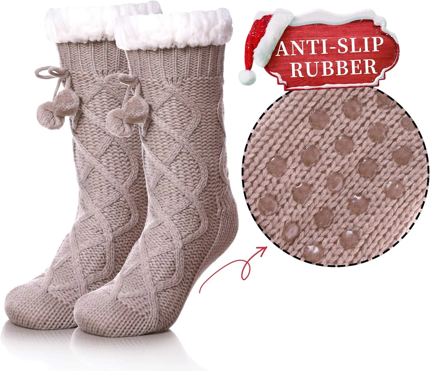 Yebing Womens Non Slip Slipper Socks Winter Warm Soft Cozy Fuzzy Fleece-lined Grippers Home Socks