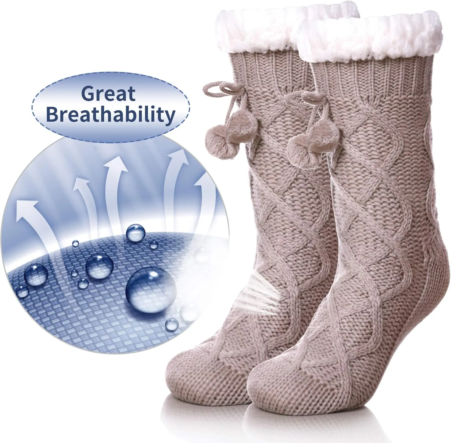 Yebing Womens Non Slip Slipper Socks Winter Warm Soft Cozy Fuzzy Fleece-lined Grippers Home Socks