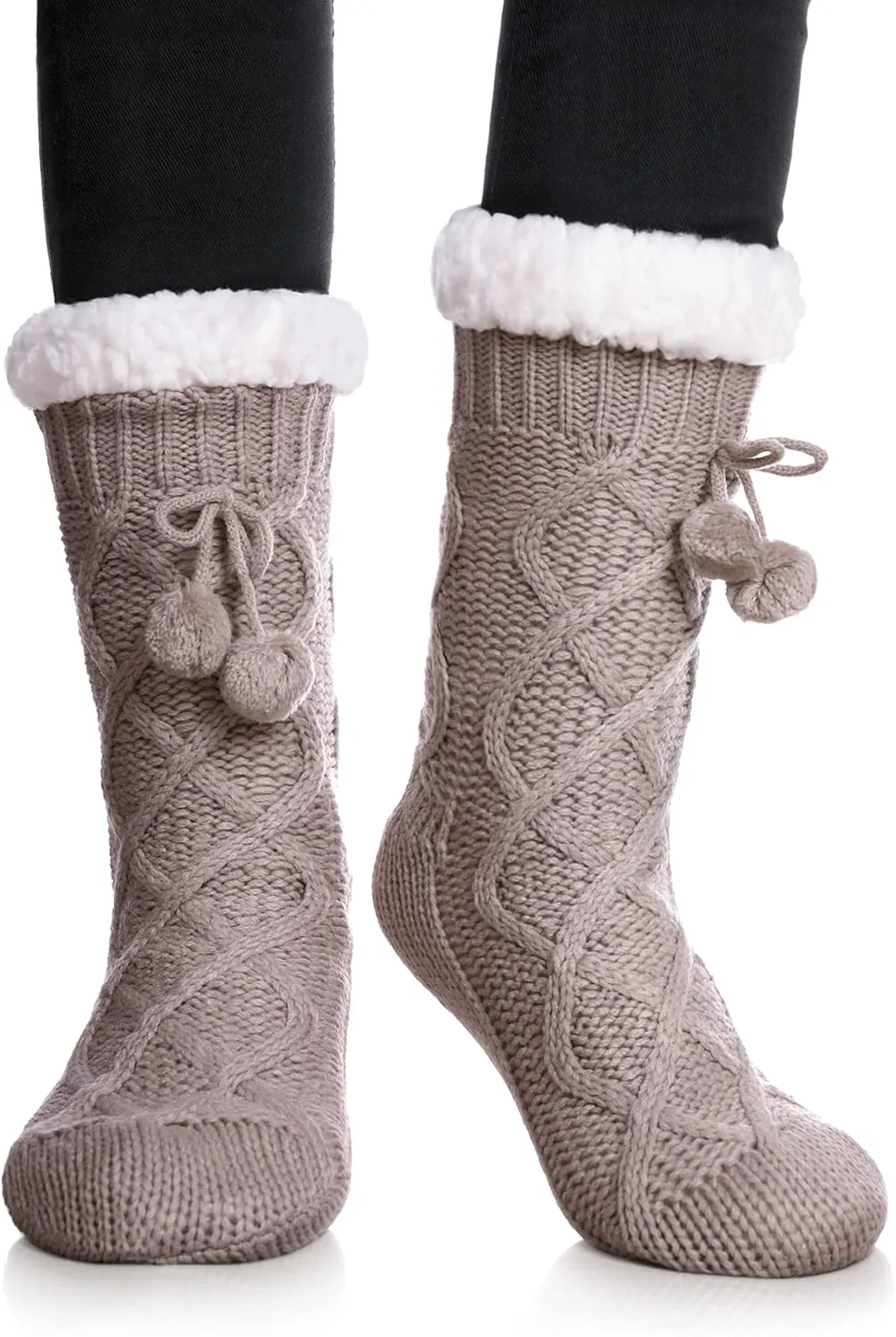 Yebing Womens Non Slip Slipper Socks Winter Warm Soft Cozy Fuzzy Fleece-lined Grippers Home Socks
