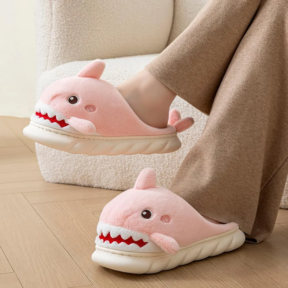 YILANLAN Women Men Slippes Cute Animal Shark Slippers Adult Cozy Plush Warm Winter House Slippers