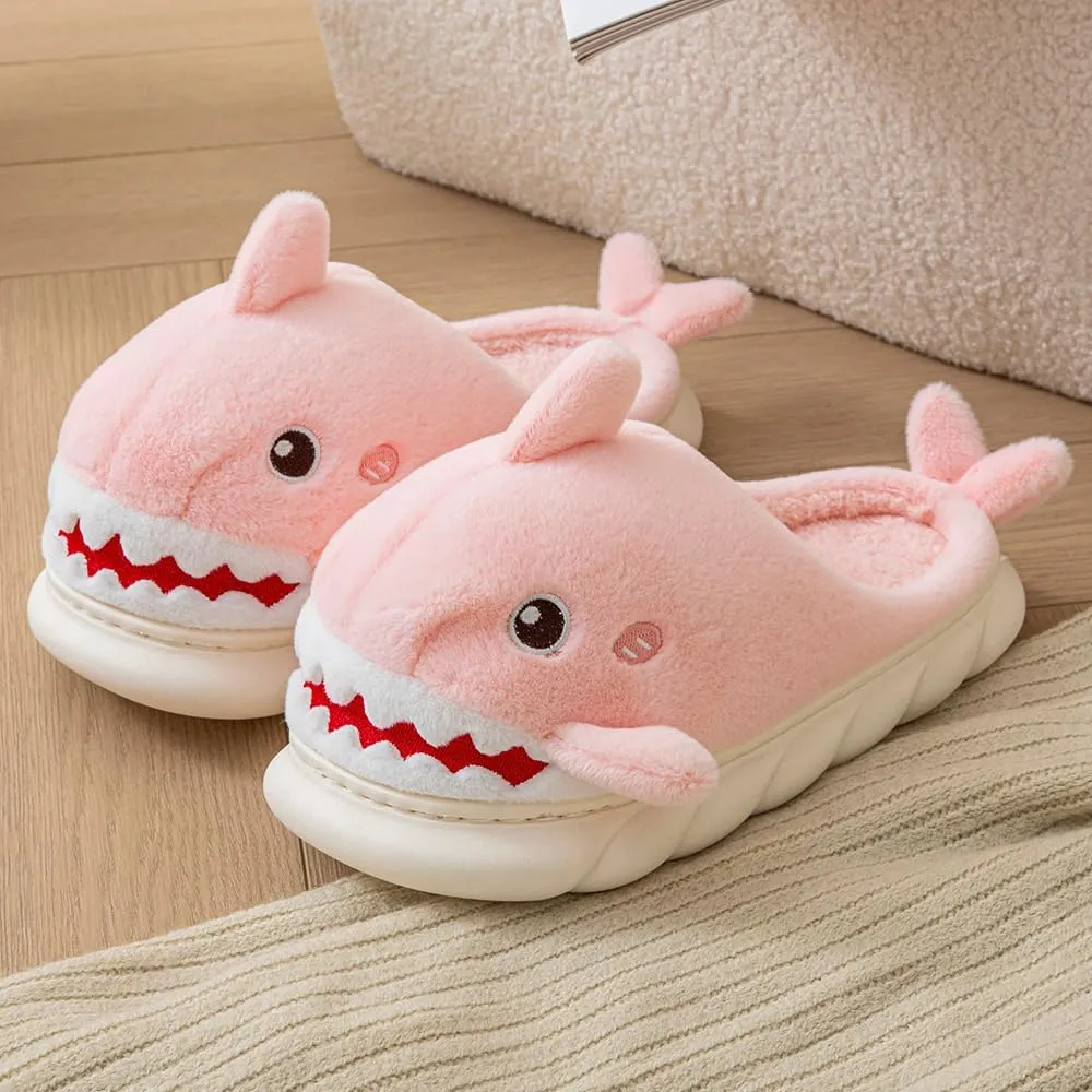 YILANLAN Women Men Slippes Cute Animal Shark Slippers Adult Cozy Plush Warm Winter House Slippers