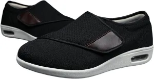 Yytcsjz Wide Diabetic Edema Adjustable Shoes, Elderly Arthritis Edema Orthopedic Shoes House Anti Slip Shoes, for Diabetic Feet Breathable Summer Slipper (Color : Black, Foot Length : 23.5cm)