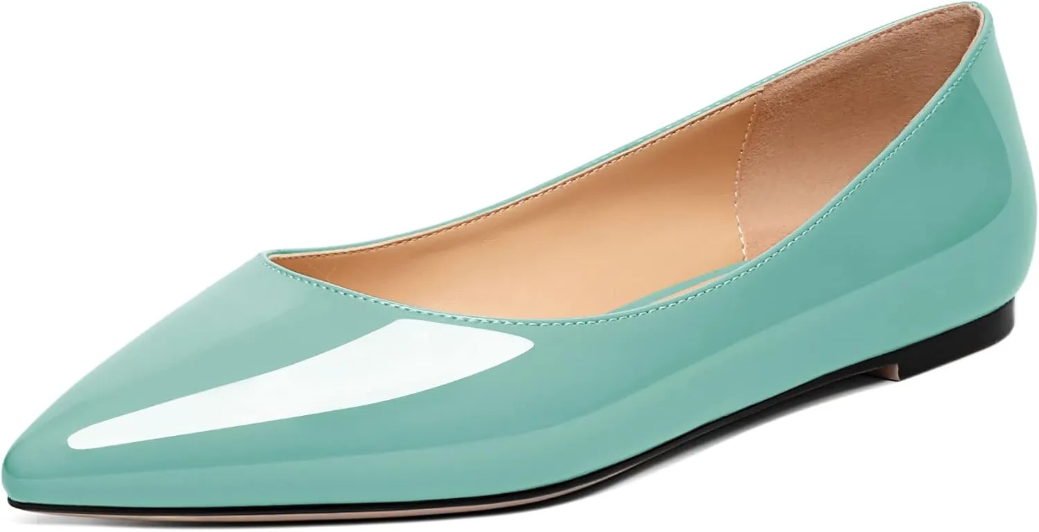 Zamikoo Flats Shoes Women, Pointed Toe Slip On Loafer Flats Shoes Pumps for Office Casual Dressy Comfortable