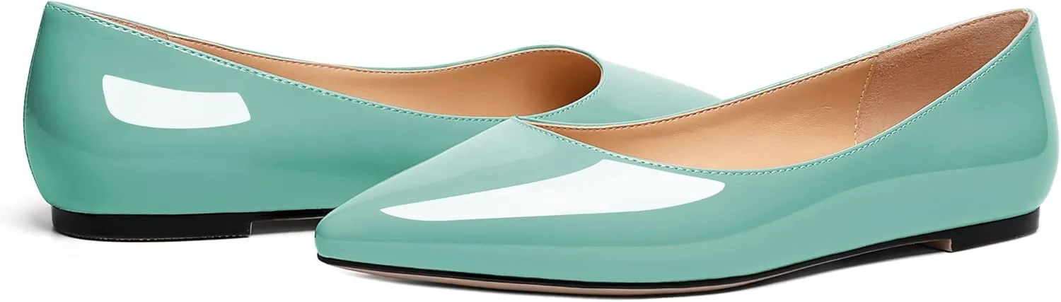 Zamikoo Flats Shoes Women, Pointed Toe Slip On Loafer Flats Shoes Pumps for Office Casual Dressy Comfortable