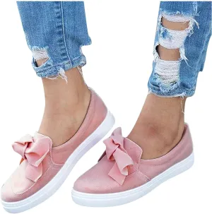 ZBYY Women's Slip On Sneakers,Fashion Sneakers Classic Flats Comfortable Walking Casual Shoes Bow Loafers